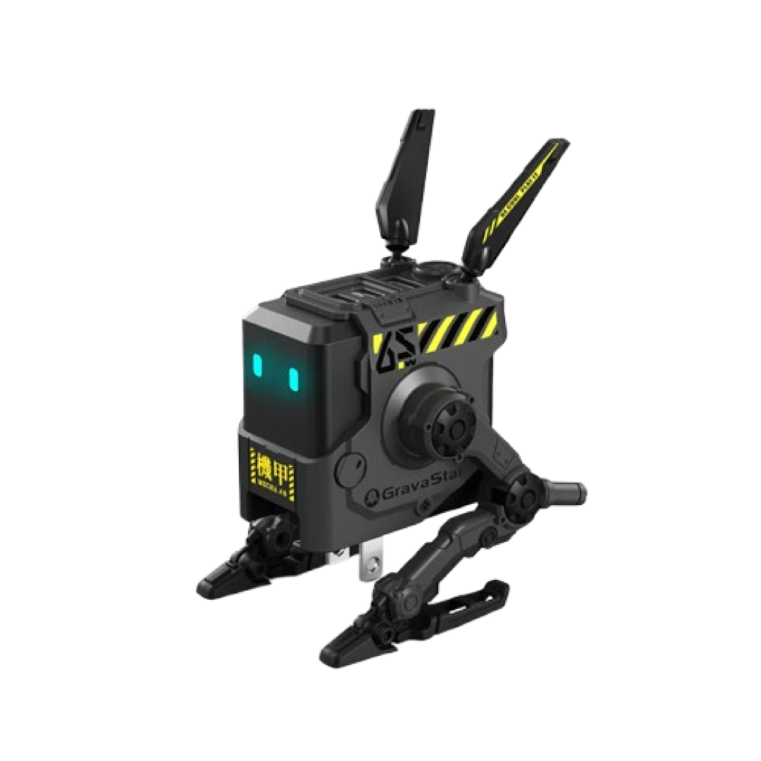 The Alpha65 Gray is the GaN 65W fast charger from GravaStar in a darker, more neutral gray finish. It maintains the same specs and “mecha robot” styling as the other versions but with a more subtle aesthetic.