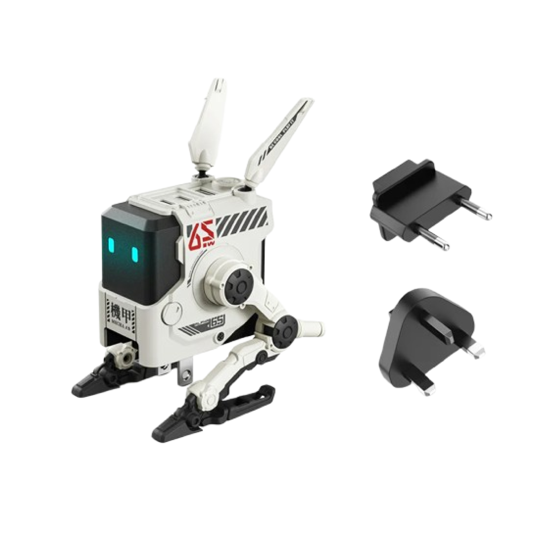 The Alpha65 is a stylish, high-performance GaN (Gallium Nitride) wall charger from GravaStar, designed to combine futuristic aesthetics with practical power delivery. The white (Dawn White) variant gives it a clean, modern appearance that fits well with minimalist or light-themed setups.