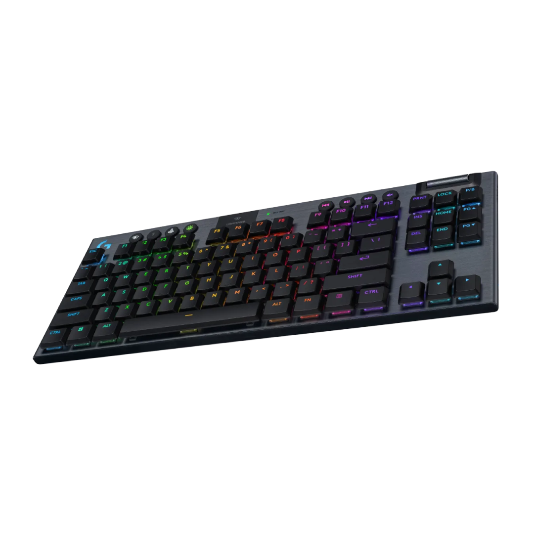 Logitech G915 X LIGHTSPEED TKL delivers iconic speed, accuracy, and customization with a sleek, tenkeyless design. This wireless gaming keyboard features tri-mode connectivity, KEYCONTROL, GL mechanical switches, and LIGHTSYNC RGB.