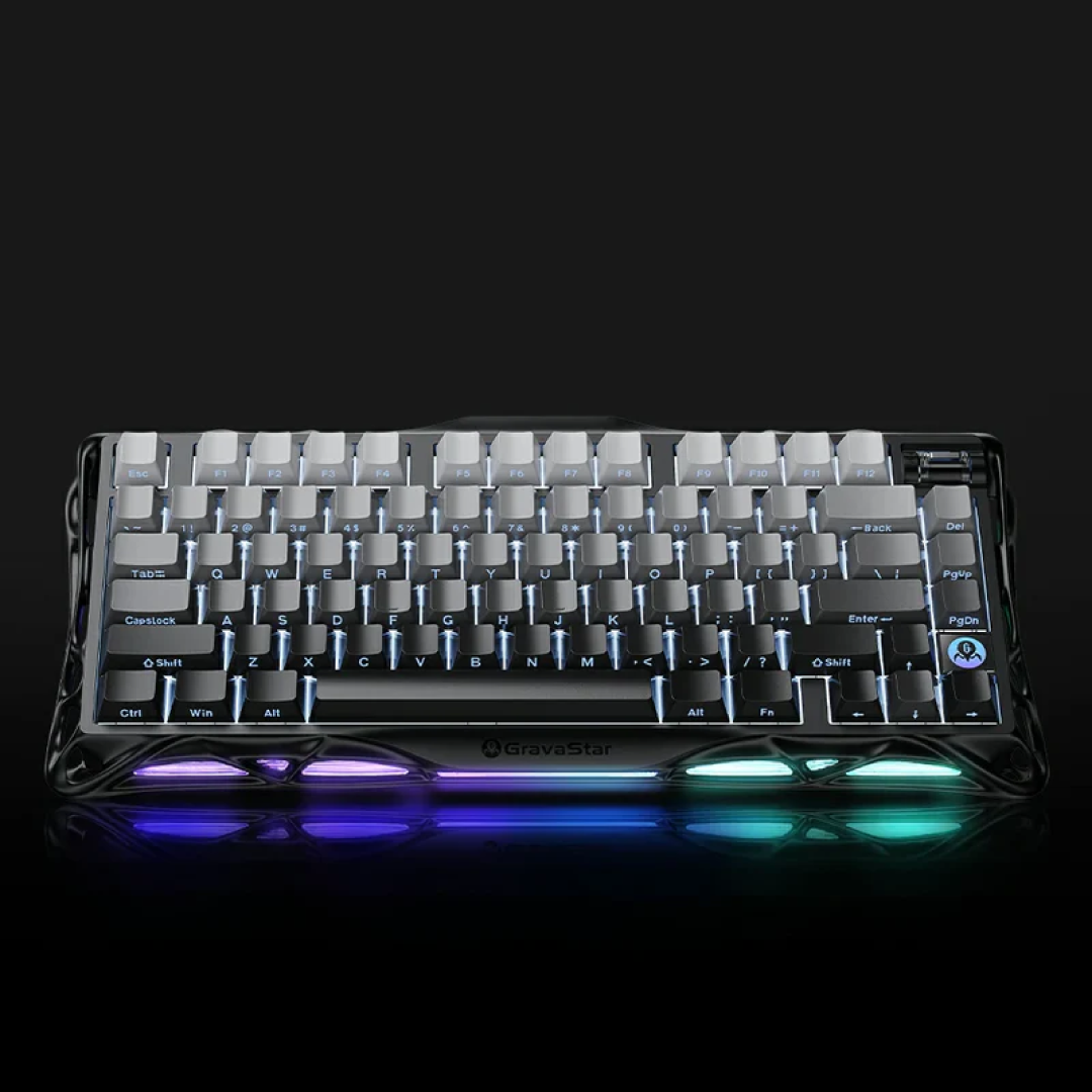 Premium 75% wireless mechanical keyboard that combines bold sci-fi aesthetics with high performance and flexibility.