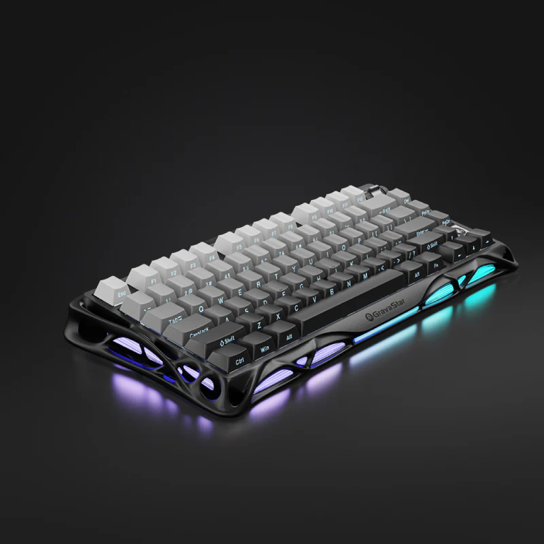 Premium 75% wireless mechanical keyboard that combines bold sci-fi aesthetics with high performance and flexibility.