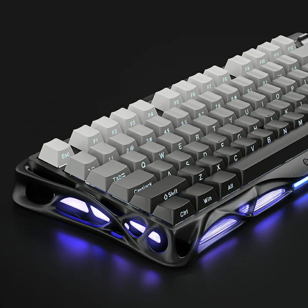 Premium 75% wireless mechanical keyboard that combines bold sci-fi aesthetics with high performance and flexibility.