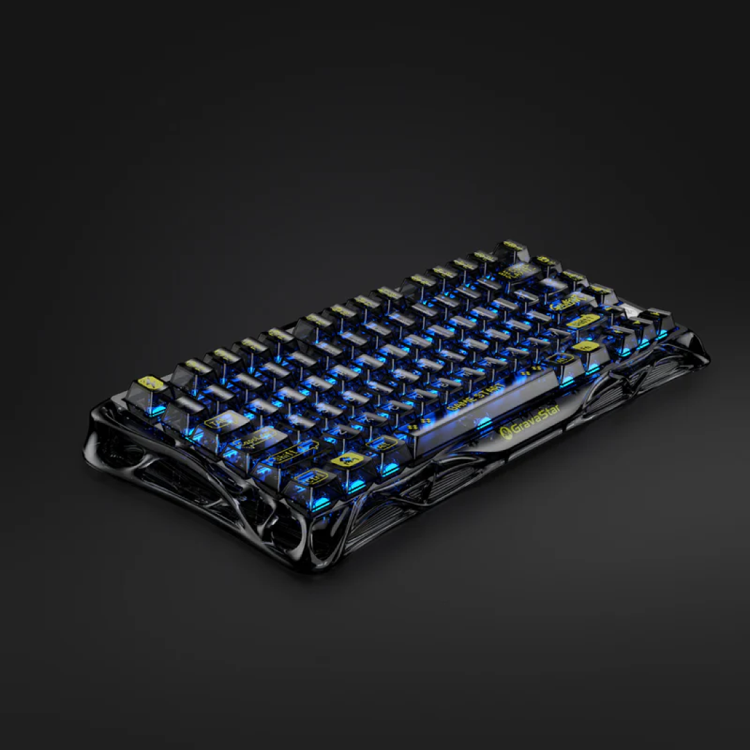 75% mechanical gaming keyboard that seamlessly blends futuristic aesthetics with high-performance features. Designed for gamers and enthusiasts, it offers a compact layout, customizable RGB lighting, and versatile connectivity options.