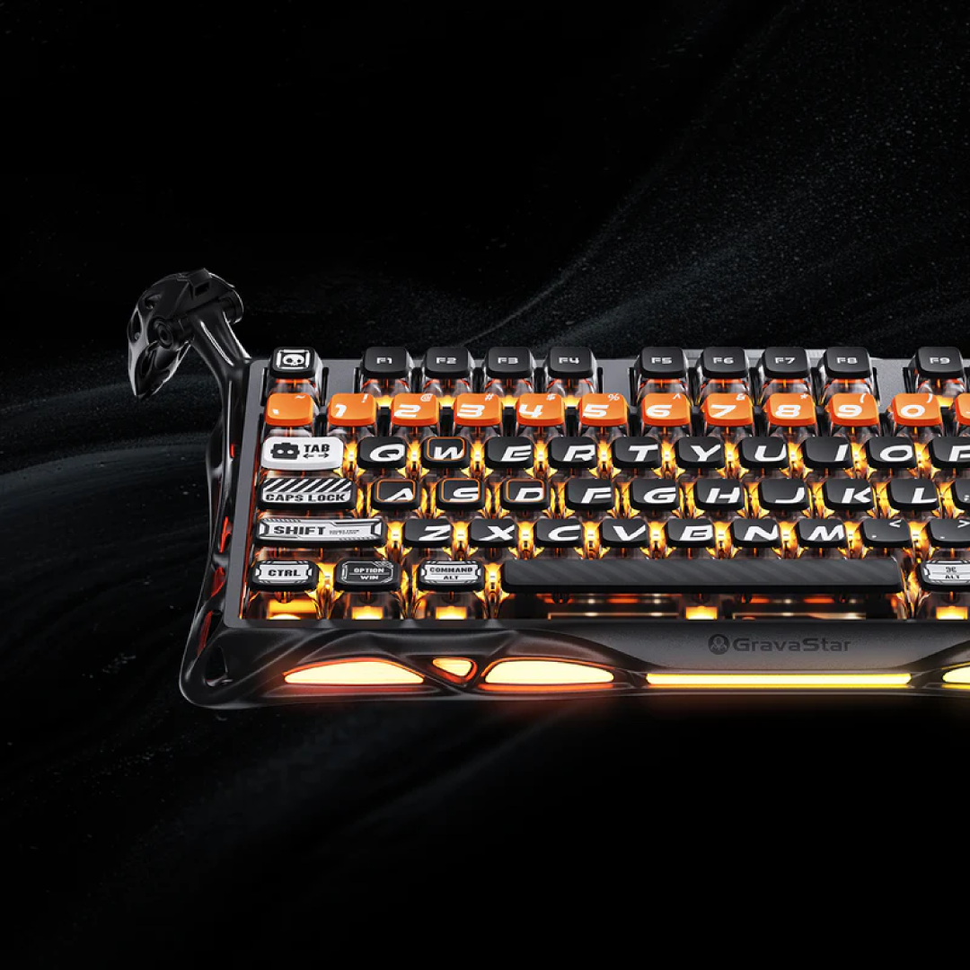 High-end 75% mechanical gaming keyboard with a bold, futuristic look and premium features. It’s made for gamers and keyboard enthusiasts who want both performance and distinctive style.