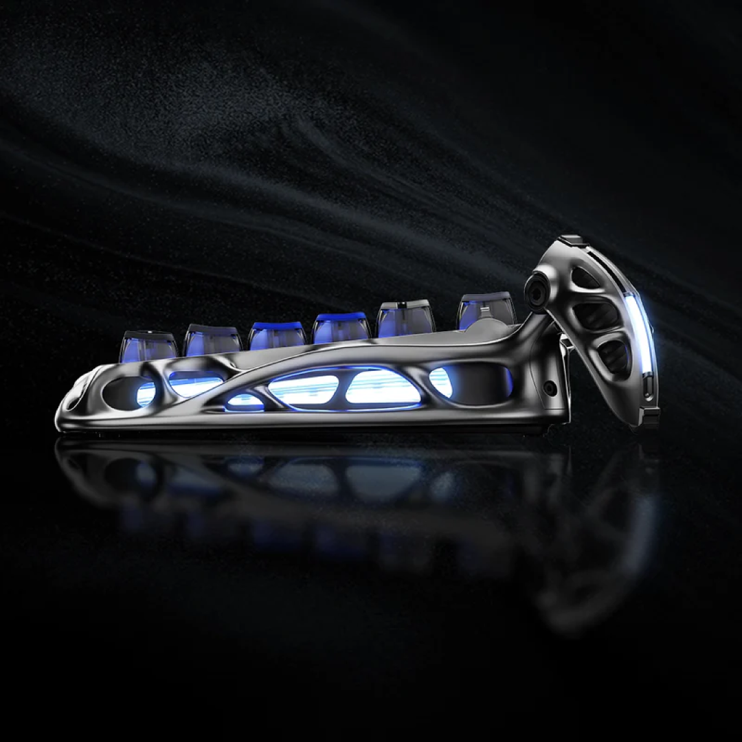 Premium 75% mechanical gaming keyboard that combines cutting-edge performance with a striking, futuristic design. Crafted for gamers and tech enthusiasts, it offers a compact layout, customizable RGB lighting, and versatile connectivity options.