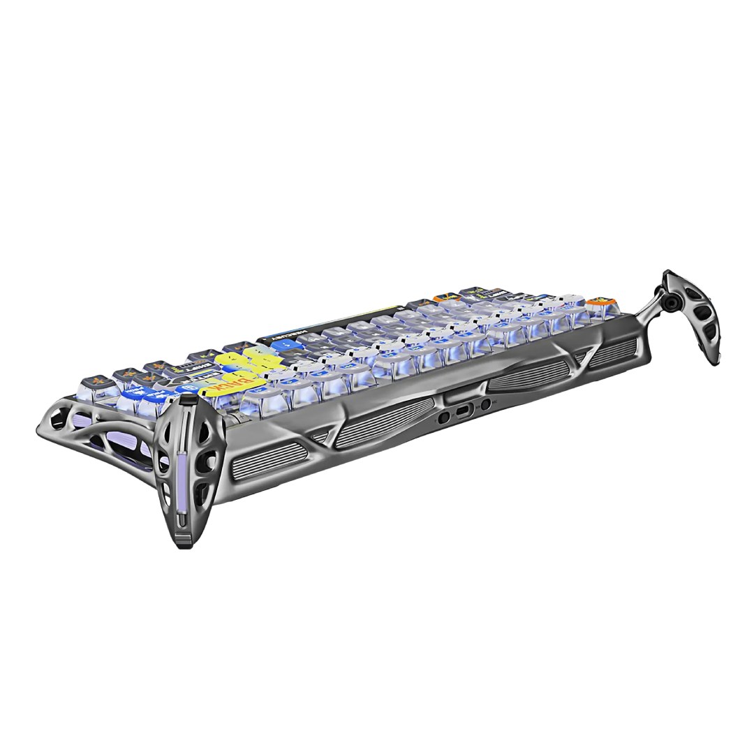 Premium 75% mechanical gaming keyboard that combines cutting-edge performance with a striking, futuristic design. Crafted for gamers and tech enthusiasts, it offers a compact layout, customizable RGB lighting, and versatile connectivity options.