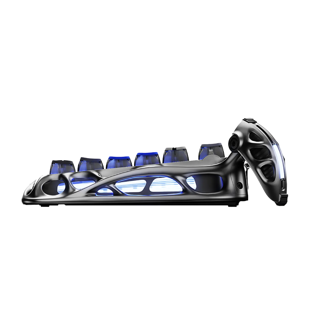 Premium 75% mechanical gaming keyboard that combines cutting-edge performance with a striking, futuristic design. Crafted for gamers and tech enthusiasts, it offers a compact layout, customizable RGB lighting, and versatile connectivity options.