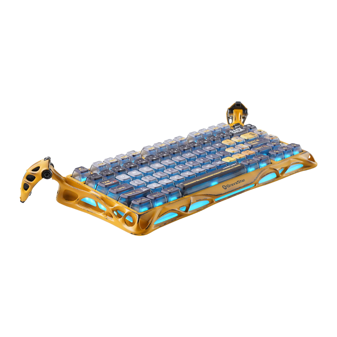 limited-edition 75% mechanical gaming keyboard that combines rugged aesthetics with high-performance features. Each unit is uniquely handcrafted, embracing imperfections to create a one-of-a-kind design.