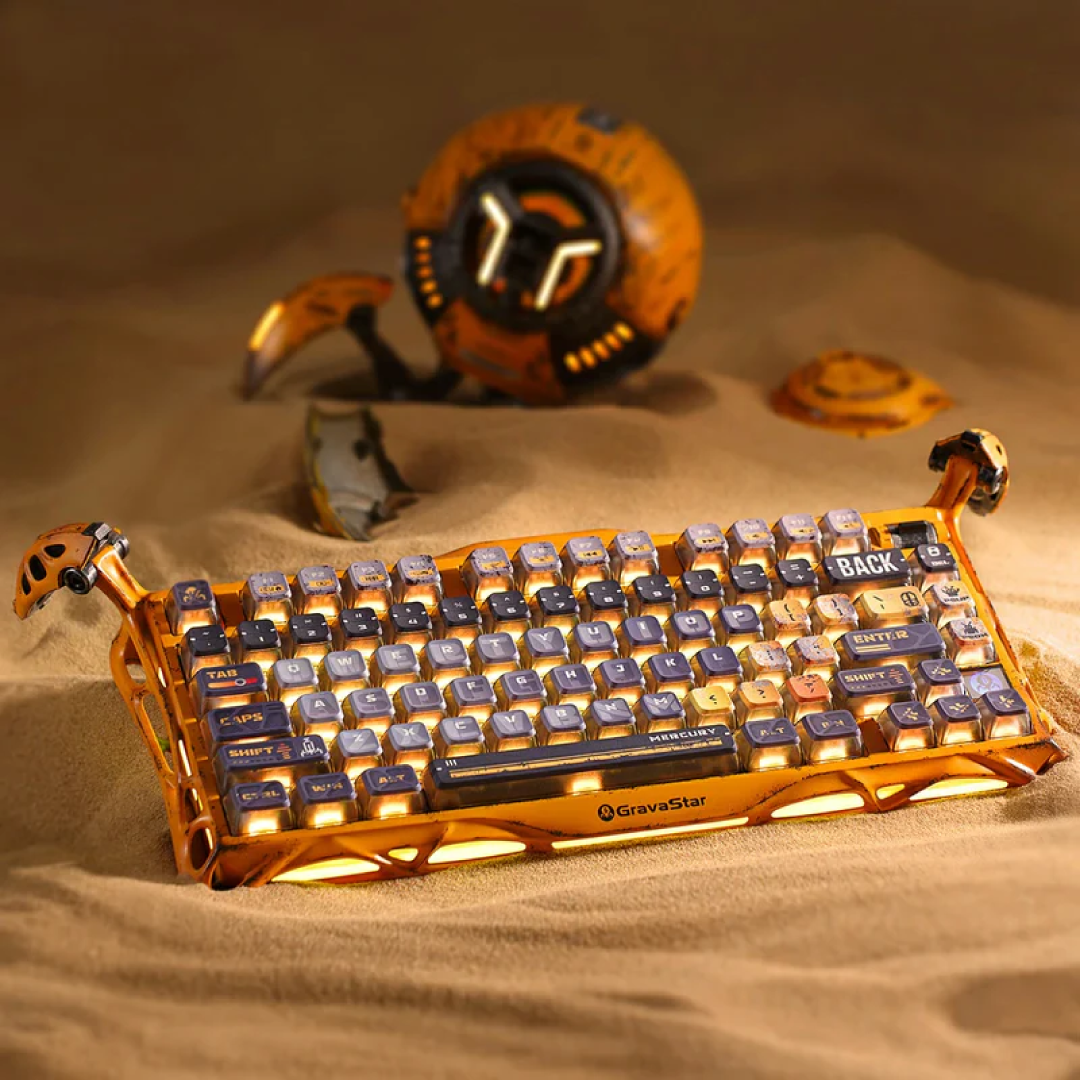 limited-edition 75% mechanical gaming keyboard that combines rugged aesthetics with high-performance features. Each unit is uniquely handcrafted, embracing imperfections to create a one-of-a-kind design.