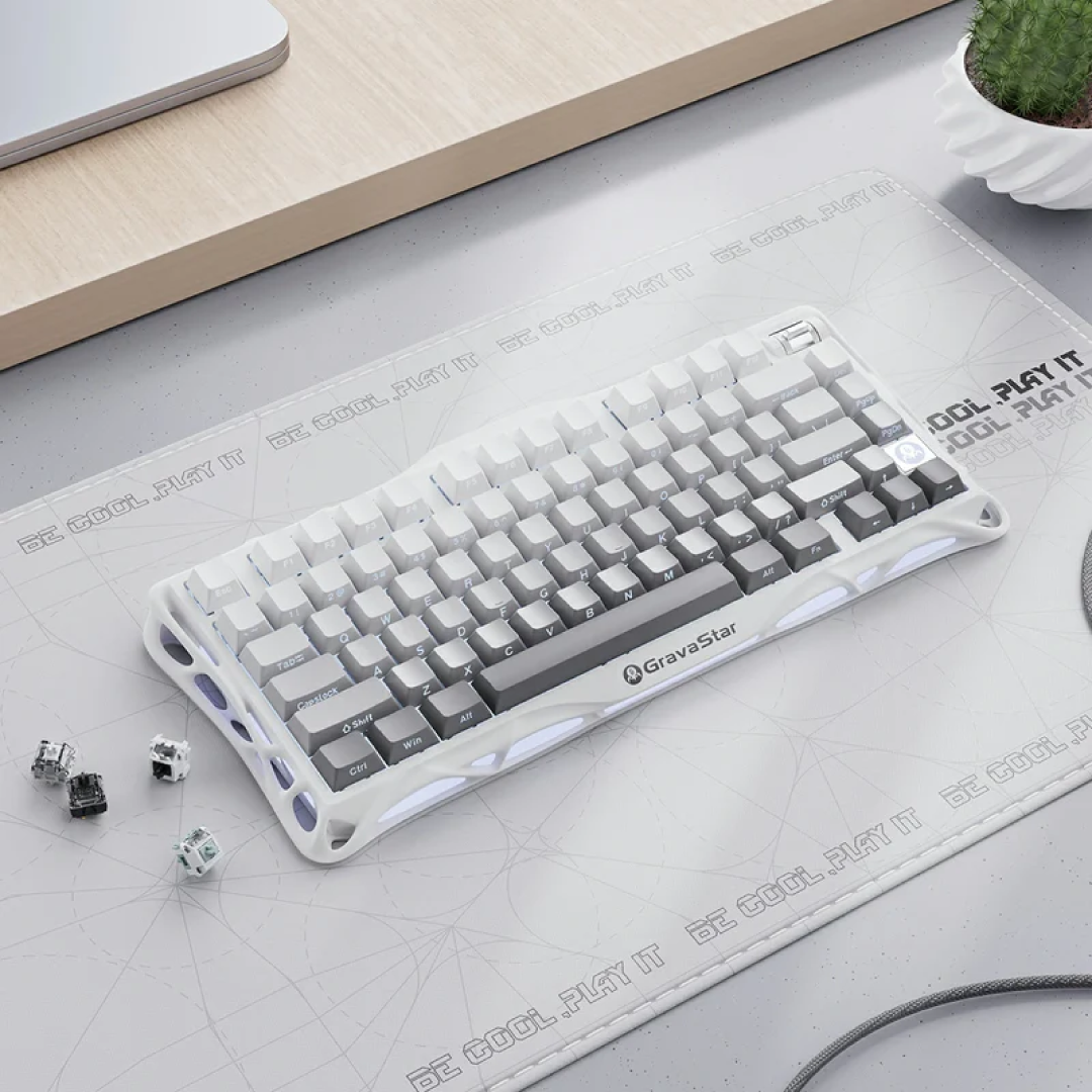 Step into a world where elegance meets performance with the Mercury K1 in Gradient White. This 75% wireless mechanical keyboard blends refined aesthetics, advanced features, and user-friendly design to deliver something truly special for gamers, creators, and keyboard lovers.