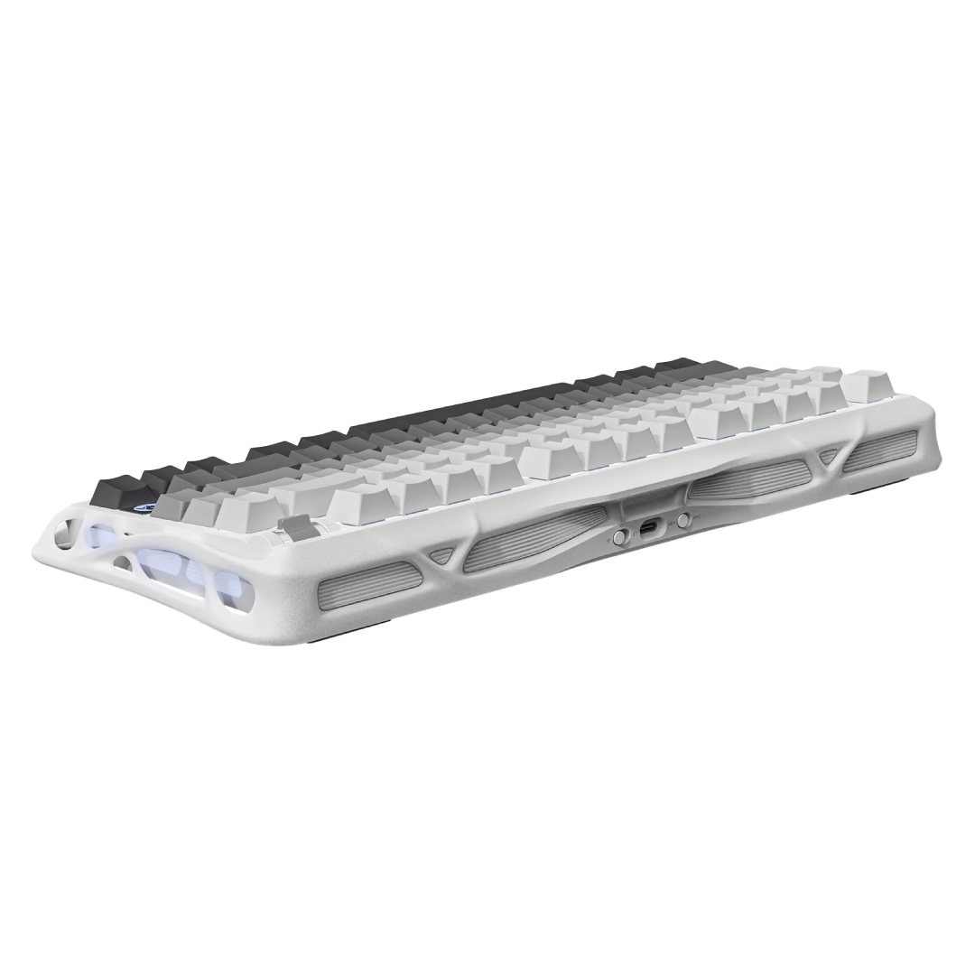 Step into a world where elegance meets performance with the Mercury K1 in Gradient White. This 75% wireless mechanical keyboard blends refined aesthetics, advanced features, and user-friendly design to deliver something truly special for gamers, creators, and keyboard lovers.