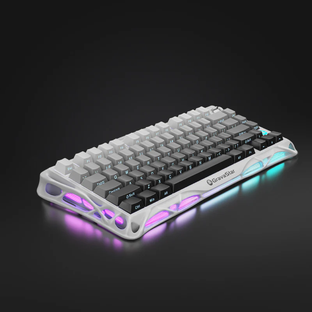 Step into a world where elegance meets performance with the Mercury K1 in Gradient White. This 75% wireless mechanical keyboard blends refined aesthetics, advanced features, and user-friendly design to deliver something truly special for gamers, creators, and keyboard lovers.