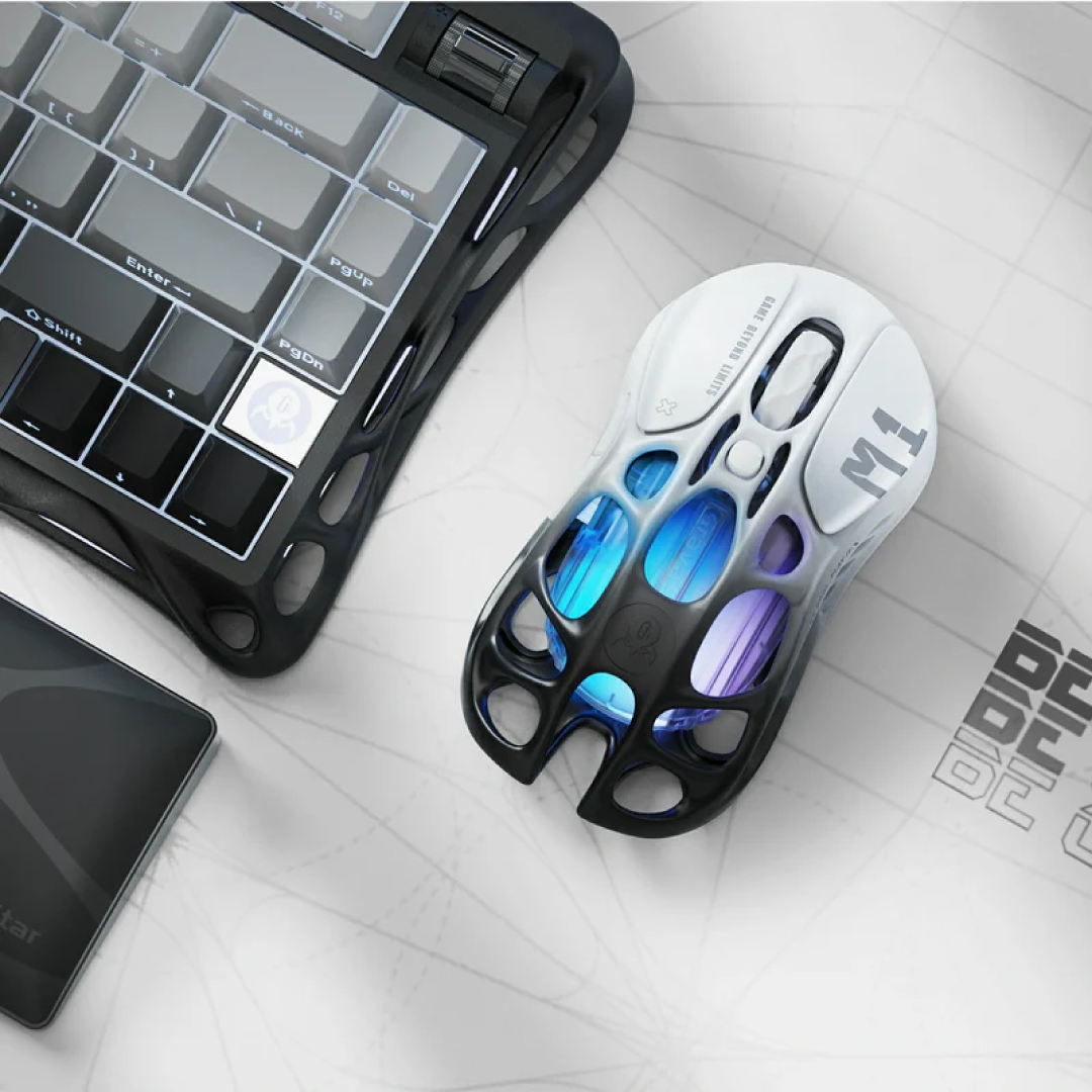 The Mercury M1 Pro – Gradient Black is a premium gaming mouse that combines advanced technology with a sophisticated design. Crafted from durable magnesium alloy, it features a hollowed-out frame that not only reduces weight but also enhances airflow, keeping your hand cool during intense gaming sessions. The gradient black finish adds a touch of elegance, making it a standout accessory for any gaming setup.