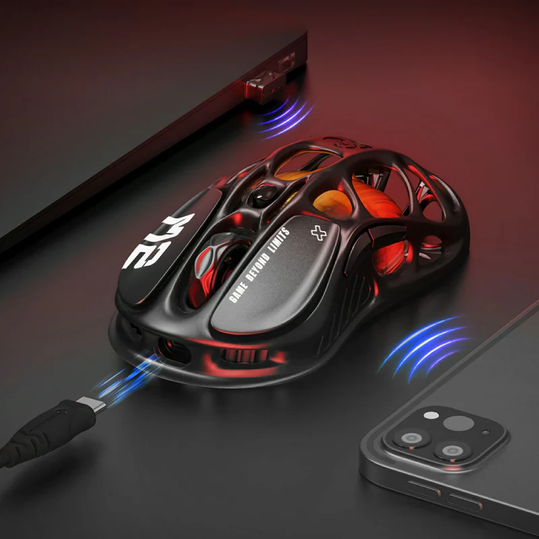 The Mercury M2 Stealth Black is a high-performance gaming mouse designed for gamers seeking precision, versatility, and a sleek aesthetic. Crafted with a hollowed-out structure and a matte black finish, it combines futuristic design with functional ergonomics.