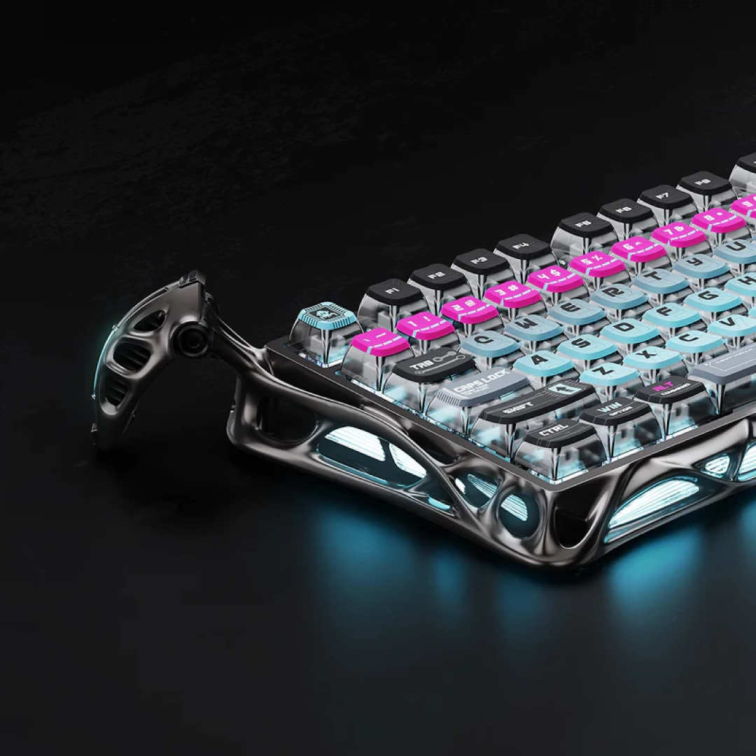 The Mercury V75 Pro Cyberpunk is a premium 75% mechanical keyboard that combines cutting-edge technology with a futuristic design. Featuring Hall Effect magnetic switches, ultra-low latency, and customizable RGB lighting, it’s engineered for competitive gaming and high-speed typing. The Cyberpunk edition showcases a sleek, industrial aesthetic with metallic baked coating and Stealth Gray accents, making it a standout piece on any desk.