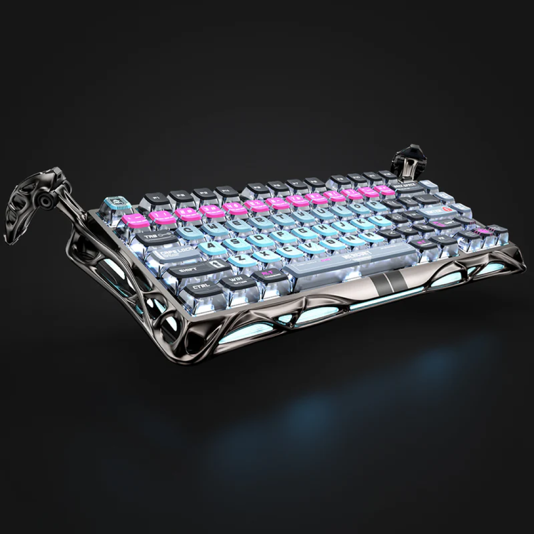 The Mercury V75 Pro Cyberpunk is a premium 75% mechanical keyboard that combines cutting-edge technology with a futuristic design. Featuring Hall Effect magnetic switches, ultra-low latency, and customizable RGB lighting, it’s engineered for competitive gaming and high-speed typing. The Cyberpunk edition showcases a sleek, industrial aesthetic with metallic baked coating and Stealth Gray accents, making it a standout piece on any desk.