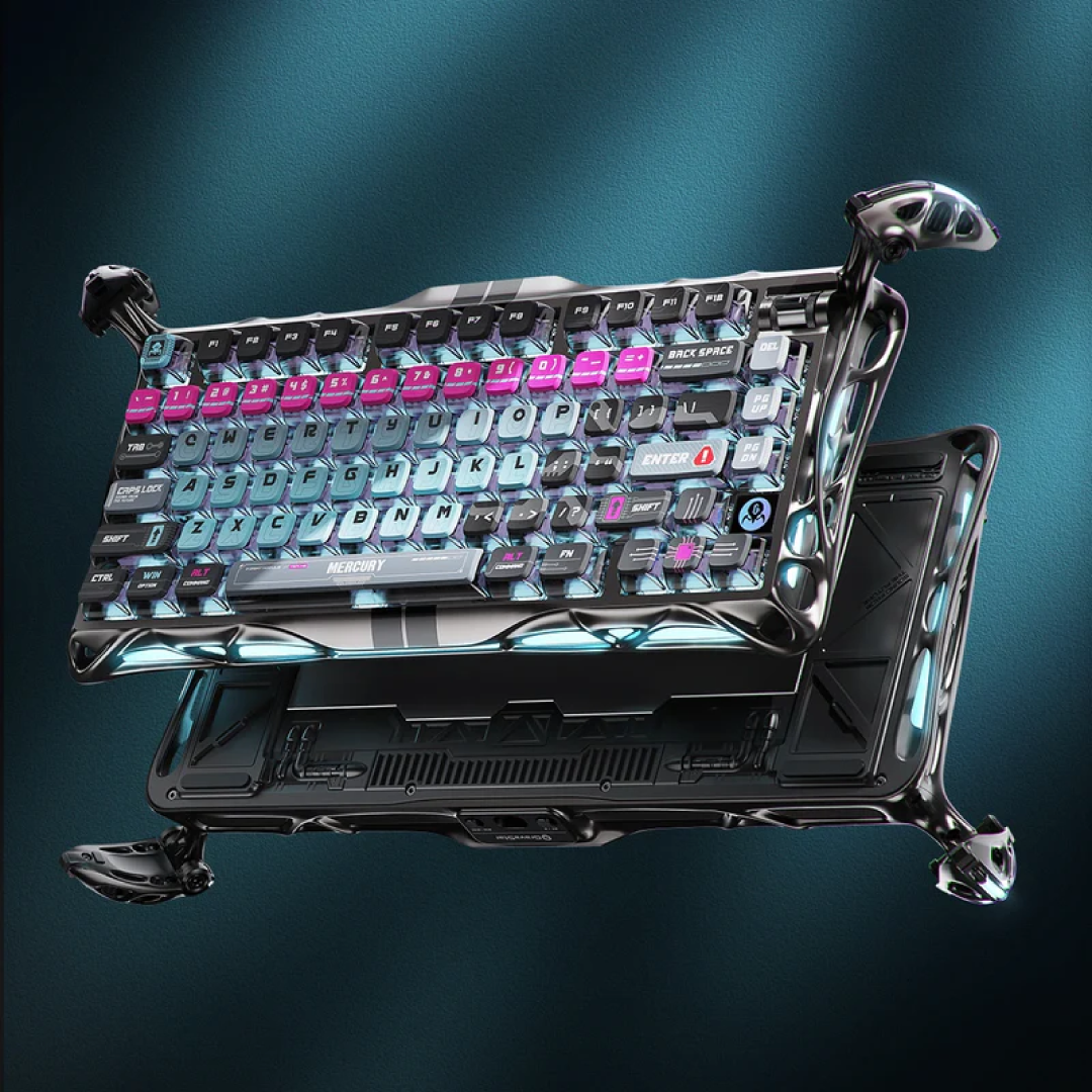 The Mercury V75 Pro Cyberpunk is a premium 75% mechanical keyboard that combines cutting-edge technology with a futuristic design. Featuring Hall Effect magnetic switches, ultra-low latency, and customizable RGB lighting, it’s engineered for competitive gaming and high-speed typing. The Cyberpunk edition showcases a sleek, industrial aesthetic with metallic baked coating and Stealth Gray accents, making it a standout piece on any desk.