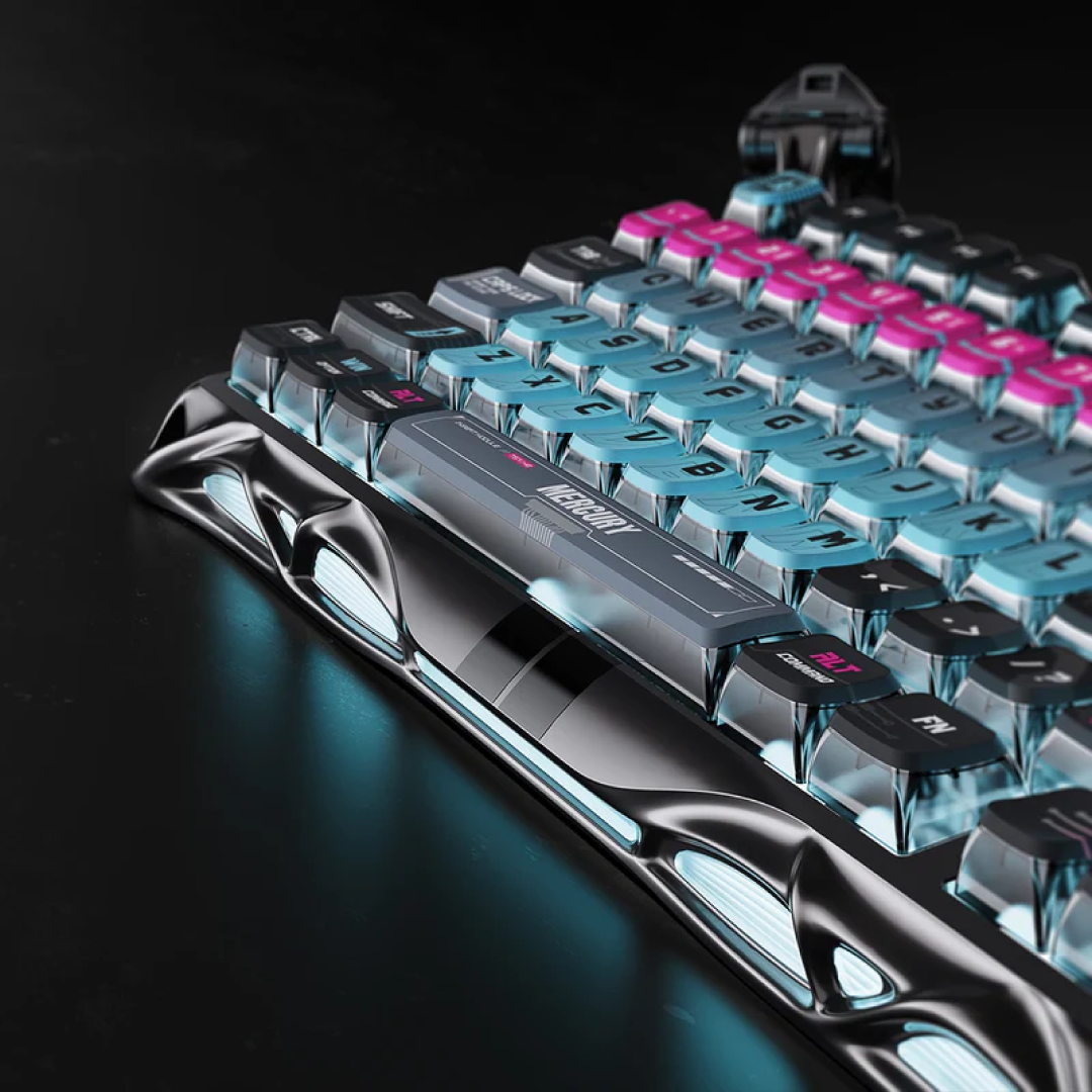 The Mercury V75 Pro Cyberpunk is a premium 75% mechanical keyboard that combines cutting-edge technology with a futuristic design. Featuring Hall Effect magnetic switches, ultra-low latency, and customizable RGB lighting, it’s engineered for competitive gaming and high-speed typing. The Cyberpunk edition showcases a sleek, industrial aesthetic with metallic baked coating and Stealth Gray accents, making it a standout piece on any desk.
