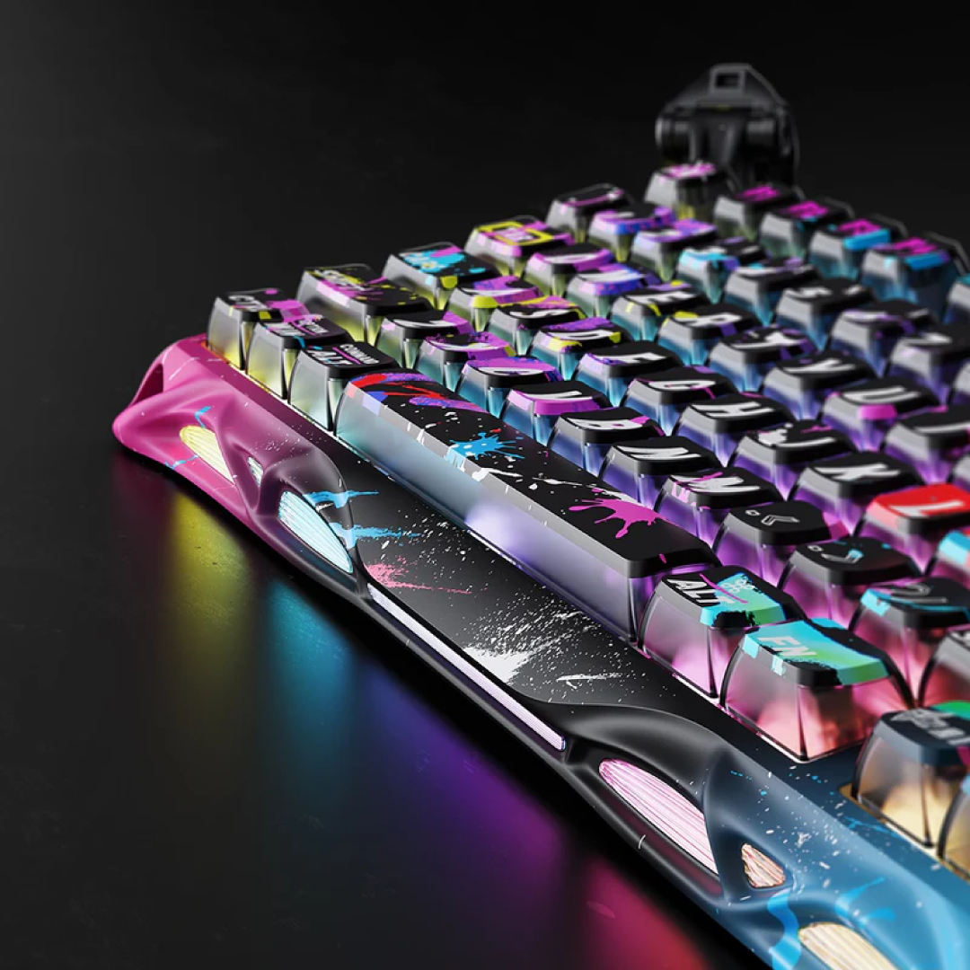 The Mercury V75 Pro – Neon Graffiti is a premium 75% mechanical keyboard that combines cutting-edge Hall Effect magnetic switch technology with a vibrant, hand-painted graffiti design. Engineered for competitive gaming and high-speed typing, it offers ultra-low latency, customizable actuation, and a robust build quality. The Neon Graffiti edition showcases a bold, street-art-inspired aesthetic, making it a standout piece on any desk.