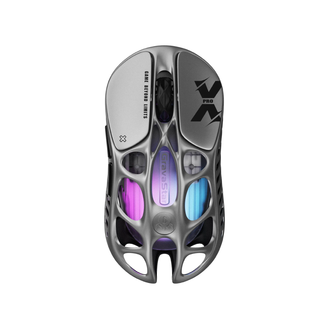 The Mercury X Pro Interstellar Silver is a premium, high-performance wireless gaming mouse blending futuristic design, lightweight construction, and bleeding-edge internals. It’s built for gamers and creators who demand responsiveness, aesthetic flair, and reliable ergonomics.