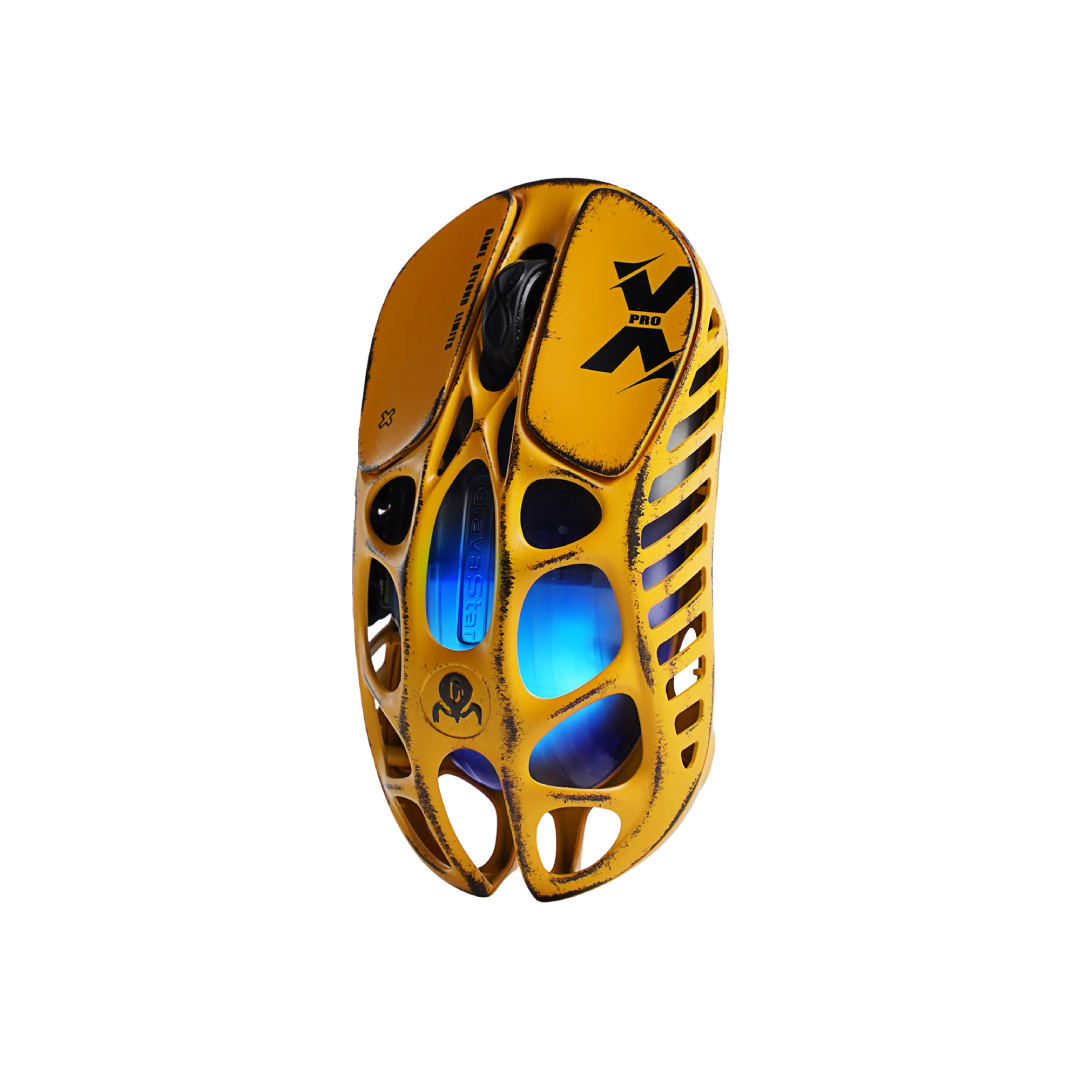 The GravaStar Mercury X Pro Battle Worn Yellow is a high-performance gaming mouse that combines cutting-edge technology with a unique, battle-worn aesthetic. Crafted with a hollowed-out structure and a matte yellow finish, it offers both aesthetic appeal and functional ergonomics.
