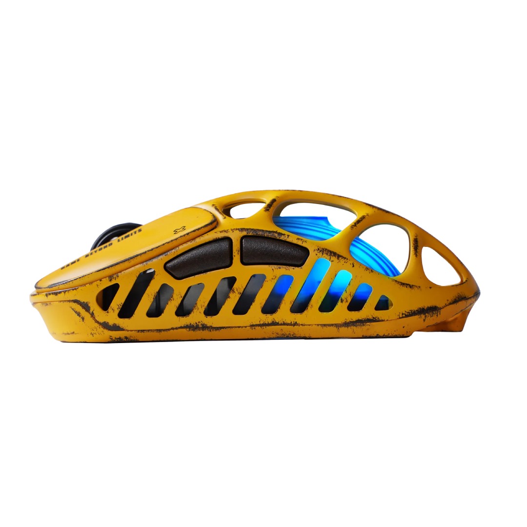 The GravaStar Mercury X Pro Battle Worn Yellow is a high-performance gaming mouse that combines cutting-edge technology with a unique, battle-worn aesthetic. Crafted with a hollowed-out structure and a matte yellow finish, it offers both aesthetic appeal and functional ergonomics.