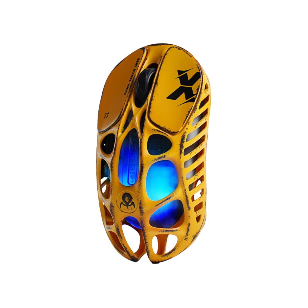 The Mercury X Battle Worn Yellow is a high-performance gaming mouse that combines cutting-edge technology with a unique, battle-worn aesthetic. Crafted with a hollowed-out structure and a matte yellow finish, it offers both aesthetic appeal and functional ergonomics.