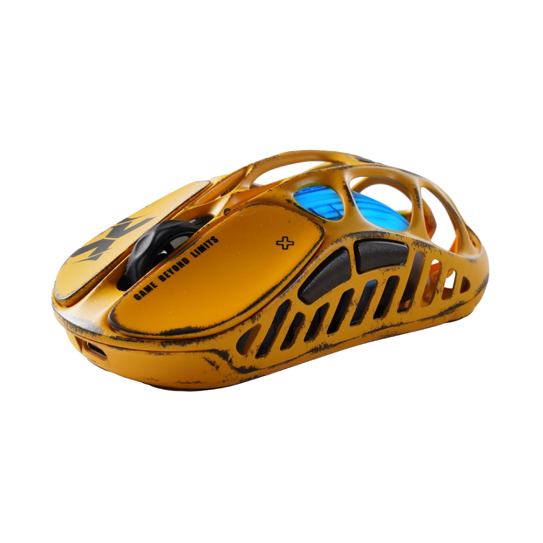 The Mercury X Battle Worn Yellow is a high-performance gaming mouse that combines cutting-edge technology with a unique, battle-worn aesthetic. Crafted with a hollowed-out structure and a matte yellow finish, it offers both aesthetic appeal and functional ergonomics.