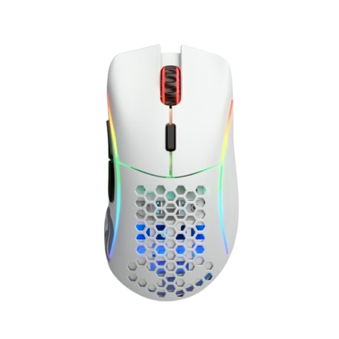 Glorious Model D Wireless Matte White – Ergonomic, ultra-lightweight wireless gaming mouse (69g) designed for comfort and precision. Features a BAMF 2.4GHz sensor with up to 19,000 DPI, low-latency wireless performance, and G-Skates PTFE feet for effortless glide. Delivers up to 71 hours of battery life, customizable RGB lighting, and a clean matte white finish—perfect for serious gamers who value freedom and control.