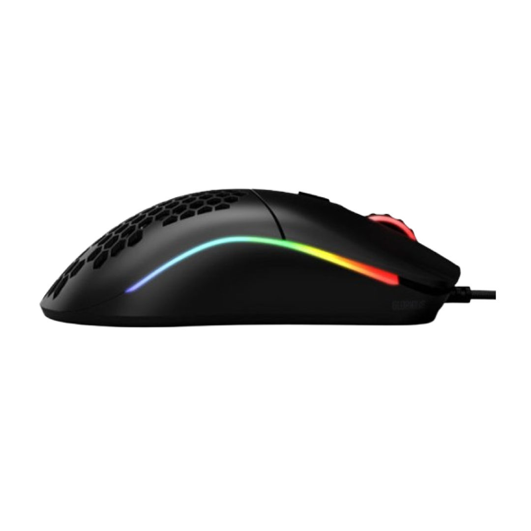 The Model O from Glorious is an iconic ultralight wired gaming mouse. The matte black version offers the same high-performance internals and minimalistic styling, wrapped in a less glossy, more sweat-resistant finish.