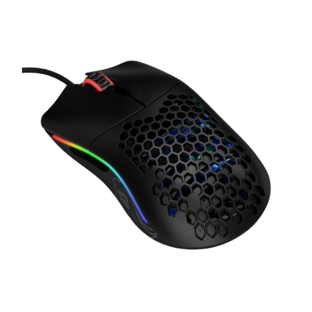The Model O from Glorious is an iconic ultralight wired gaming mouse. The matte black version offers the same high-performance internals and minimalistic styling, wrapped in a less glossy, more sweat-resistant finish.
